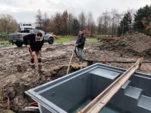Schuimbeton storten rondom een zwembad | Bull Schuimbeton